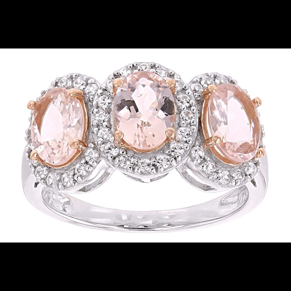 Beautiful 3 stone pink, size 6 ring